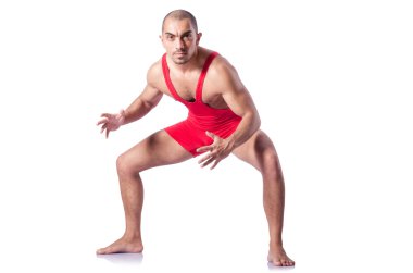 Genç güreşçi üzerinde beyaz izole