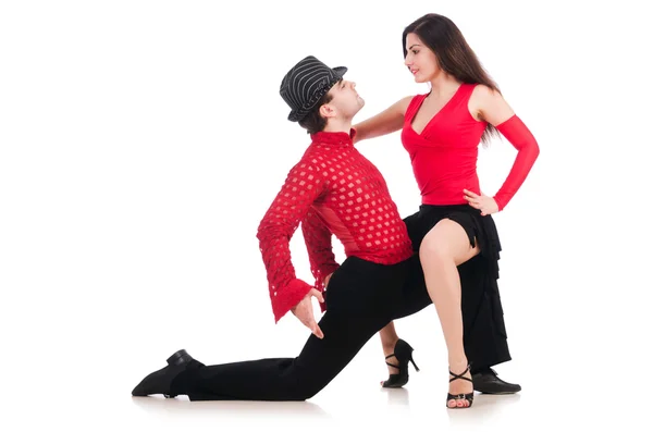 Pair of dancers isolated on the white — Stock Photo, Image