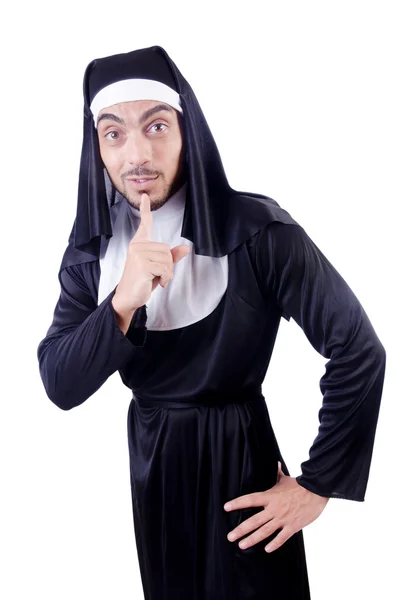 Suora di sesso maschile in divertente concetto religioso — Foto Stock