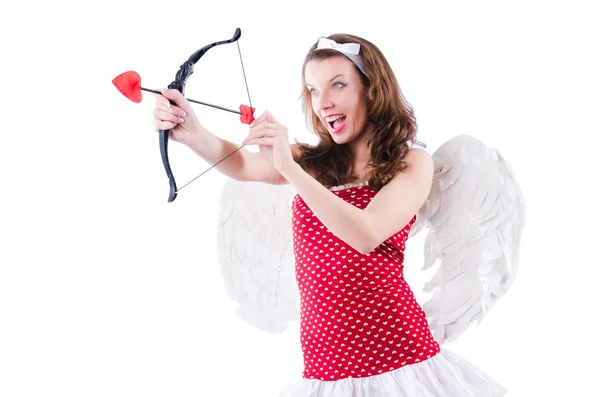 Mujer con arco en concepto de San Valentín —  Fotos de Stock