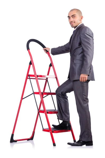 Zakenman in carrièreladder concept — Stockfoto