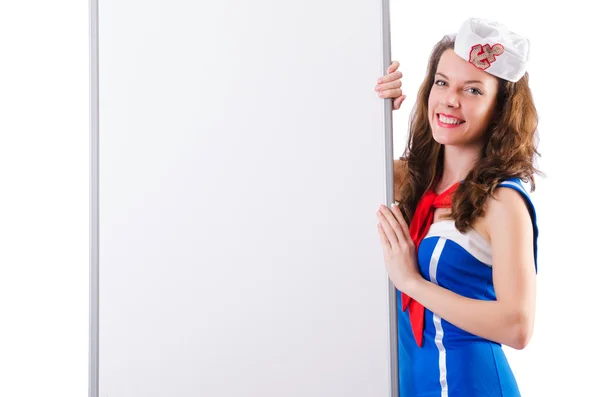 Young woman sailor in marine concept — Stock Photo, Image