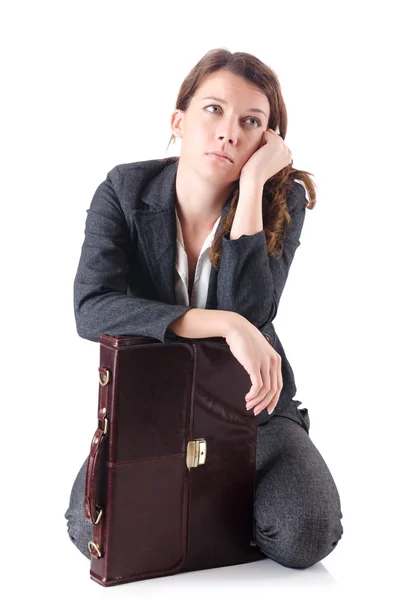 Bankrupt businesswoman isolated on white — Stock Photo, Image