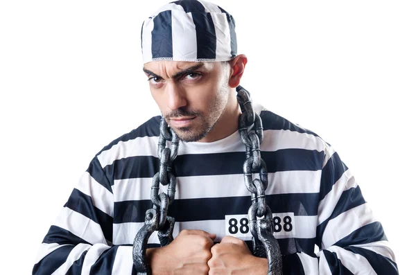 Convict criminal in striped uniform — Stock Photo, Image