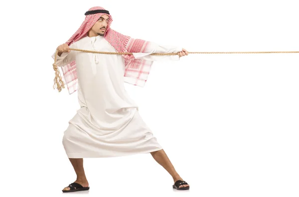Hombre árabe en tira y afloja concepto de guerra —  Fotos de Stock