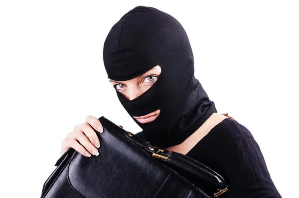 Industrial espionage concept with person in balaclava — Stock Photo, Image