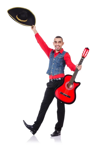 Guitarrista aislado en el blanco — Foto de Stock