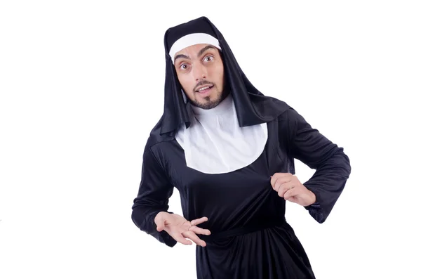 Nonne in lustigem religiösen Konzept — Stockfoto