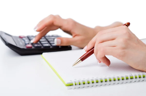 Hesap makinesinde çalışan eller