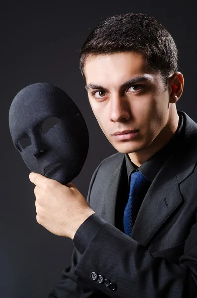 Man with mask in the dark — Stock Photo, Image