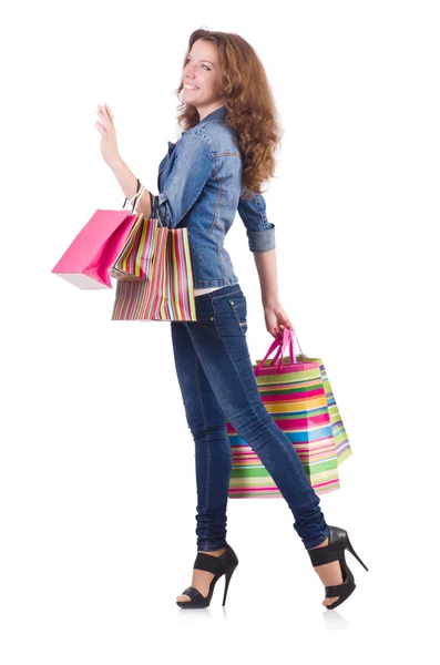Young woman with bags after shopping Stock Image