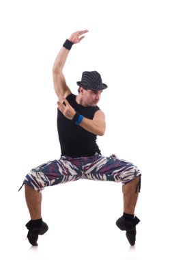 Beyaz arka plan üzerinde izole dansçı