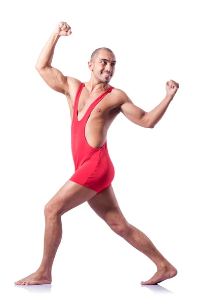 Young wrestler isolated on the white — Stock Photo, Image