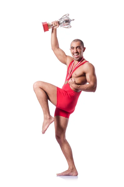 Young wrestler isolated on the white — Stock Photo, Image