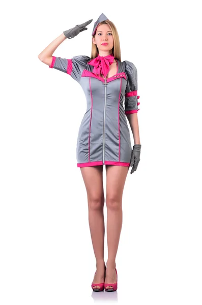 Airhostess isolated on the white — Stock Photo, Image