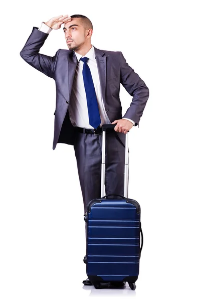 Empresario con equipaje en blanco — Foto de Stock