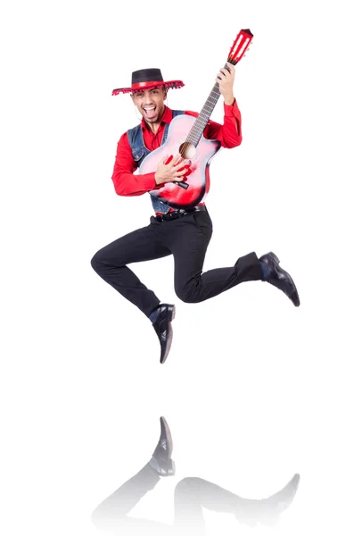 Guitarrista aislado en el blanco — Foto de Stock