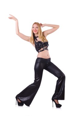 Beyaz arka planda izole edilmiş bir kadın