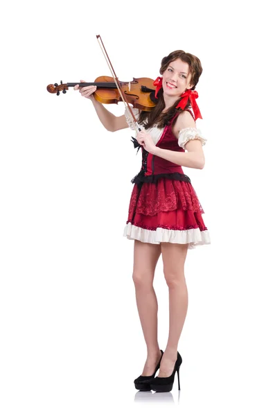 Mujer con violín aislado sobre blanco —  Fotos de Stock