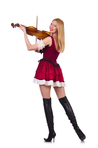 Girl playing violin on white — Stock Photo, Image