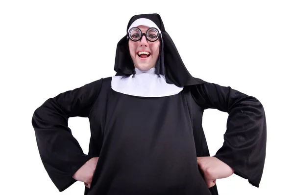 Funny nun isolated on the white background — Stock Photo, Image