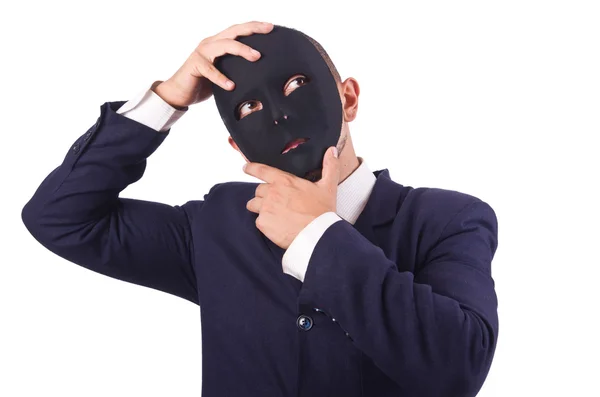 Uomo con maschera isolata su bianco — Foto Stock