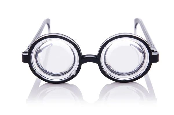 Óculos nerd engraçados isolados em branco — Fotografia de Stock