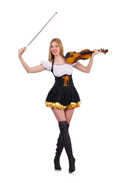 Girl playing violin on white — Stock Photo, Image