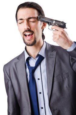 intihar üzerine beyaz izole iş adamı