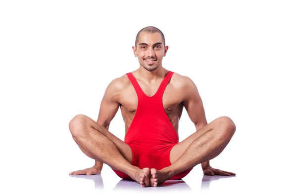 Young wrestler isolated on the white — Stock Photo, Image