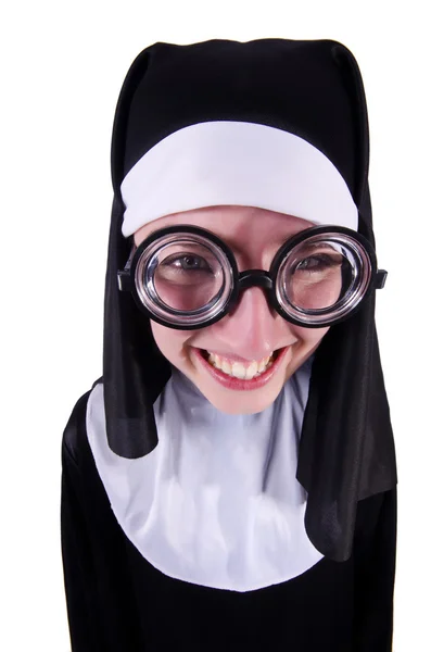 Funny nun isolated on the white background — Stock Photo, Image