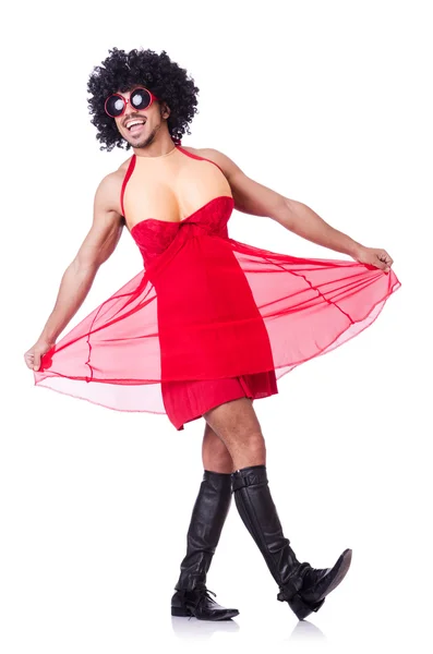 Мужчина одевается в женское платье — стоковое фото