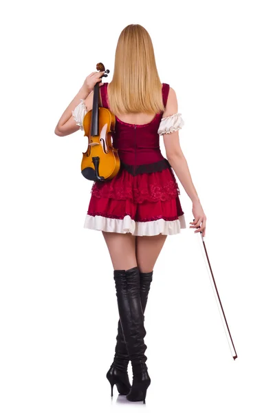 Girl playing violin on white — Stock Photo, Image