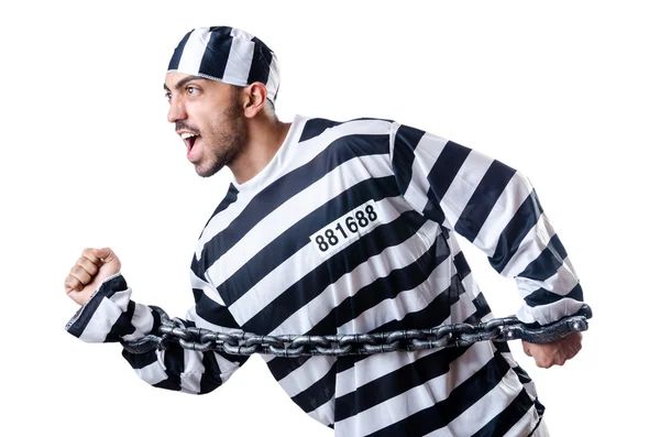 Convict criminal in striped uniform — Stock Photo, Image