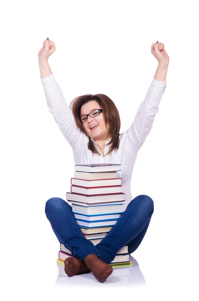 Joven estudiante aislada en blanco — Foto de Stock