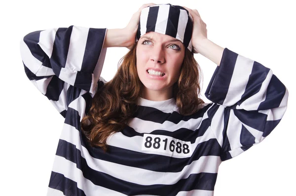 Convict criminal in striped uniform — Stock Photo, Image