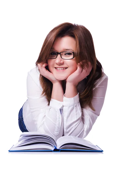 Young female student isolated on white — Stock Photo, Image