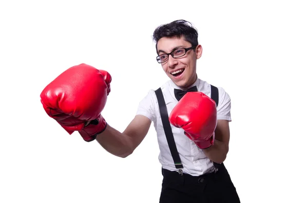 Boxeador divertido aislado en el fondo blanco — Foto de Stock