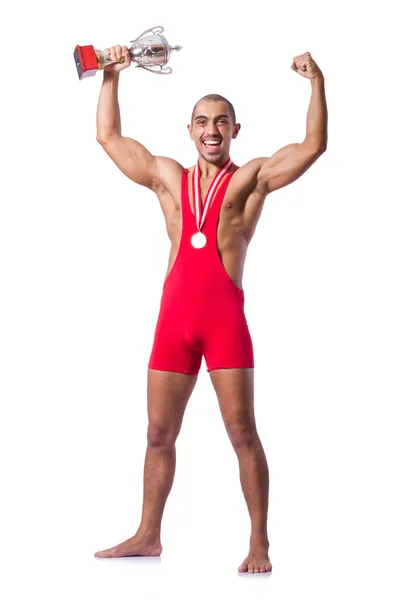 Young wrestler isolated on the white — Stock Photo, Image