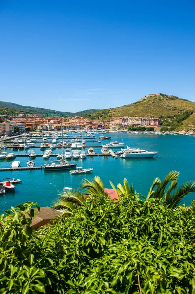 Port with many yachts on summer day — Stock Photo, Image
