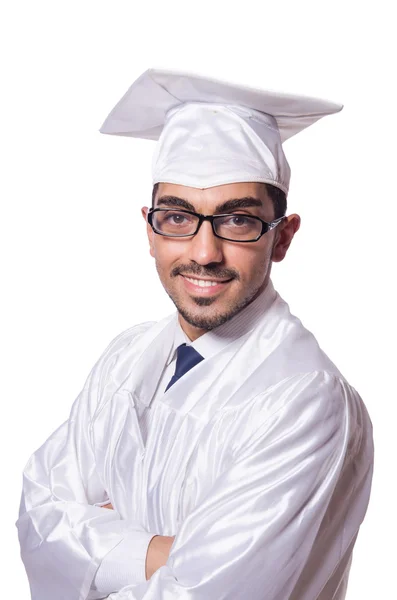 Jovem estudante do sexo masculino isolado em branco — Fotografia de Stock