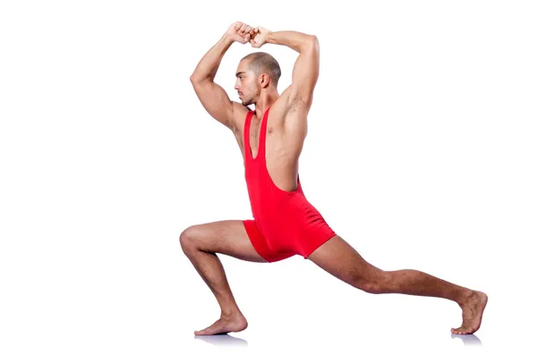 Young wrestler isolated on the white — Stock Photo, Image