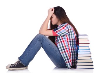 genç kız öğrenci üzerinde beyaz izole