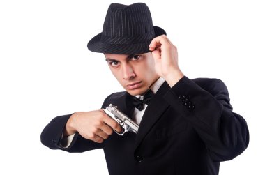 Silahlı beyaz izole iş adamı