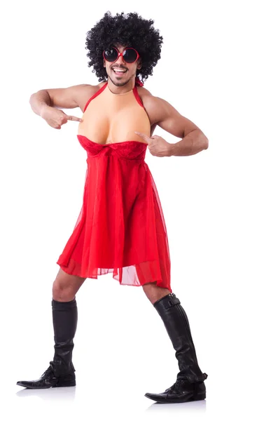 Mann im Frauenkleid — Stockfoto