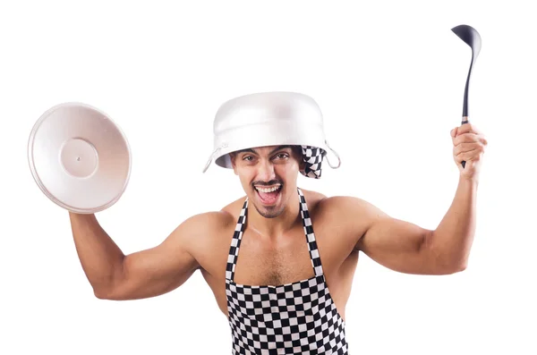 Sexy cuisinier masculin isolé sur le blanc — Photo