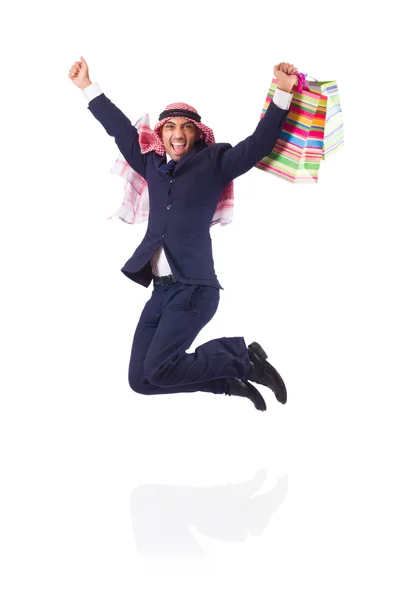 アラブ人男とともにショッピングギフト上の白 — ストック写真