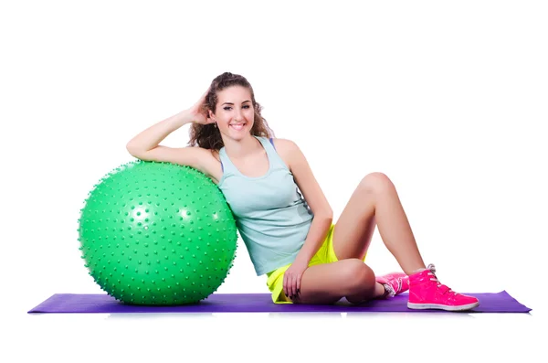 Conceito de esporte com mulher e bola — Fotografia de Stock