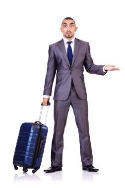 Beyaz bavullu bir iş adamı.