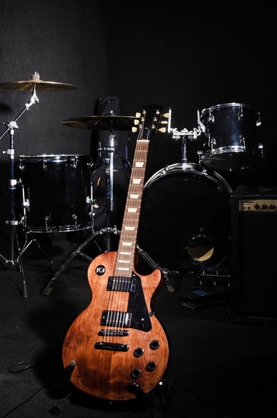 Set of musical instruments during concert